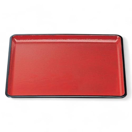 J-kitchens お盆 尺6 桐木目会席 トレー ( 盆 トレイ おぼん ) 朱 レッド天 黒 ブラック 滑らない 50cm 漆器 ( ABS 樹脂 ) 日本製