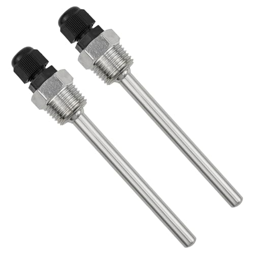 BEASAFY 2 Stück Tauchhülse G1/2 Zoll, 304 Edelstahl Tauchhülse, Tauchhülsen Temperaturfühler, Gewinde für Temperatursensor, Tauchschutzrohre für Thermoelemente (100mm)