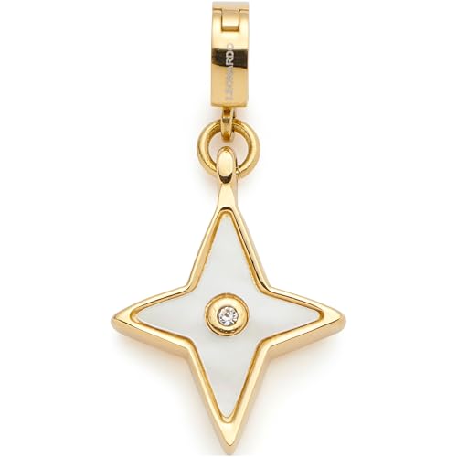 JEWELS BY LEONARDO Anhänger Clip & Mix Stina, Ketten-Anhänger aus goldfarbenem Edelstahl, sternförmiger Perlmutt und kleiner Zirkonia-Stein, Schmuck Geschenk für Frauen, 024428