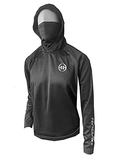 HAGAN Men's Hooded Sweatshirt with Built in Gaiter Mask Neck Buff for Fishing and Hiking (Men's, 3x) Black