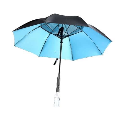 Image of Sun Umbrella with Fan Misting Windproof Portable for Outdoor Golfing Fishing Blue