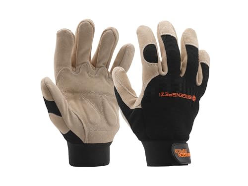 Sägenspezi Ranger Forsthandschuhe – Rindspaltleder Arbeitshandschuhe zum Holzhacken & Spalten - Größen S - XXL (M / 9)