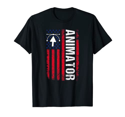 Animator American Flag Animated Cartoon Graphic Artist T-Shirt for Women Men