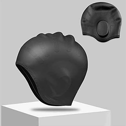 Zwemmutsen Unisex siliconen badmuts voor dames lang haar en mannen en kinderen waterdicht - een set van 2-één met oorzakken en klassieke One wordt geleverd met 1x neuslippen oordopjes - Image 4