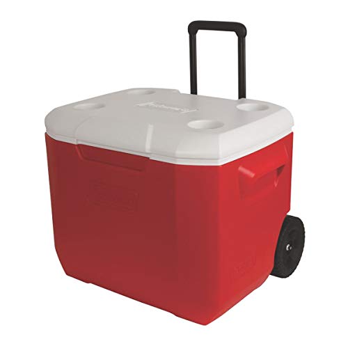 Caixa Térmica com rodas 60QT (57 L), 94 Latas, Coleman, Vermelho