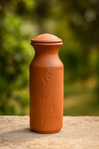 Handmade Clay Water Bottle 1000 mL Earthenware Cooler | Eco‑Friendly Mud Bottle for Natural Chilled Hydration 1000 ML