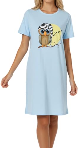 Mädchen Nachthemd mit kurzem Arm, aus 100% Bauwollle und mit Eulen oder...
