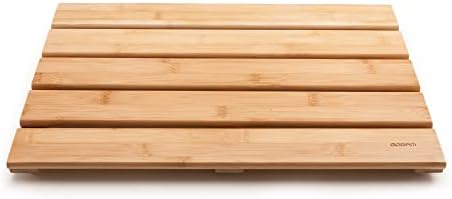 GOBAM Natural Bamboo Bath Mat - Non-Slip Shower & Bathtub Mat, Easy Clean Indoor & Outdoor Floor Mat for Spa, Sauna, Pool - Small 19.7 x 13 inches