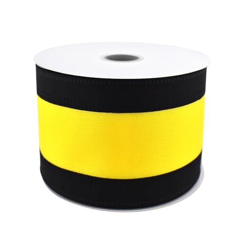 Homeford Stripe Sport Theme Wired Ribbon, 2-1/2-inch, 10-Yard, Yellow/Black