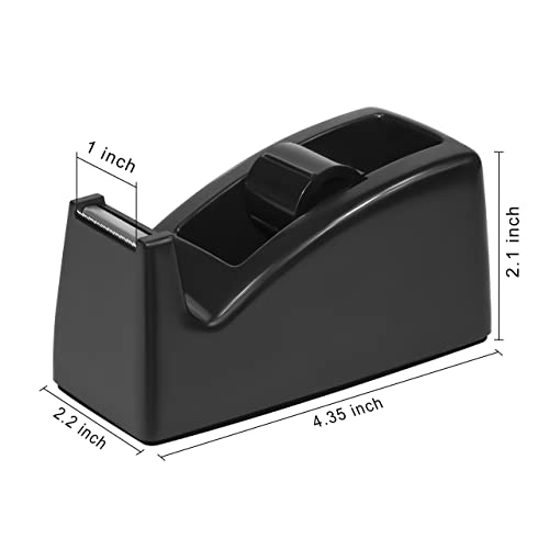 JIKIOU Desktop Tape Dispenser - Non-Skid Base - Weighted Tape Roll Dispenser - Perfect for Office Home School (Tape not Included) - (3-Pack Black) - Thumbnail 2