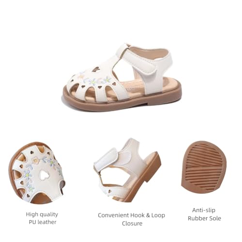 Toddler Girls Summer Close Toe Sandals - Wedding Princess Flower Girl Dress Shoes Casual Beach Flats4