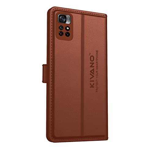 Image of KIVANO Compatible with Xiaomi Redmi Note 11T / Xiaomi Poco M4 Pro 5G Flip Cover | Leather Finish | Inside Pockets & Inbuilt Stand | Shockproof Wallet Style Magnetic Closure Back Cover Case