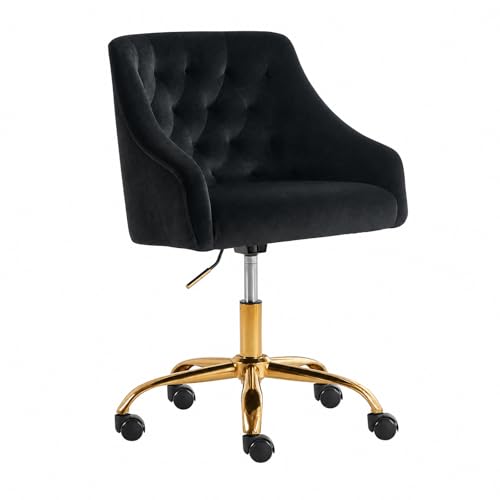 Fiximaster Silla de oficina de terciopelo, ergonómica, de terciopelo, con ruedas, altura ajustable, mesa giratoria para oficina en casa y niñas, diseño glamuroso moderno, sillón de diseño glamuroso