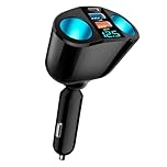 120W Car Cigarette Lighter Adapter, 12V/24V Multi-Socket Splitter with Dual USB-A QC3.0 & PD USB-C Fast Charger, 360° Rotating Design Car Lighter Adapter with LED Digital Display for Phones GP Dashcam