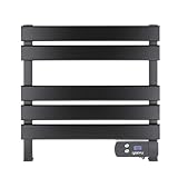 YOEVU | Toallero eléctrico | 150W, Aleación de Aluminio, 55,5x5,5x52,7cm | Pantalla LCD táctil, Temporizador programable, bajo Consumo | Secado eficiente y Ahorro energético | Negro