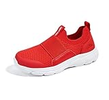 LUCKY STEP Little Kids Sneakers Breathable Mesh Walking Shoes Slip On Lightweight Athletic Trainers for Boys Girls(4 M US Red)
