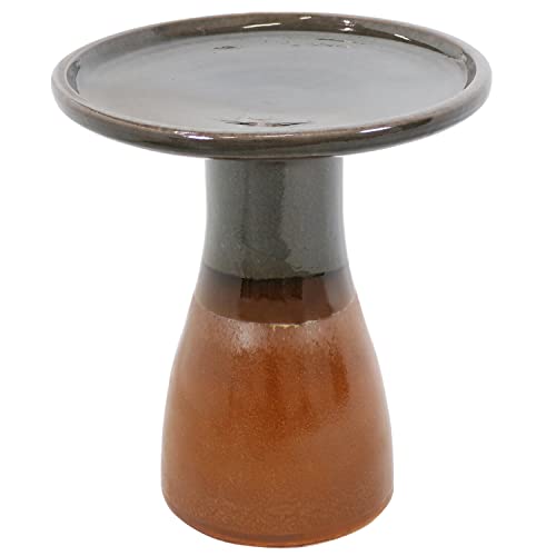 Sunnydaze 21' H Ceramic Bird Bath for Outside - Hand-Painted Outdoor Bird Bath Bowl, UV/Frost-Resistant Finish - Dusty Rose - Classic Pedestal