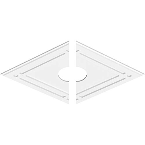 Image of Ekena Millwork CMP38X25DD2-06000 Diamond Architectural Grade PVC Contemporary, Two Piece Urethane Ceiling Medallions 38 inchW x 25 3 /8 inchH x 6 inchID x 13 1 /4 inchC x 1 inchP