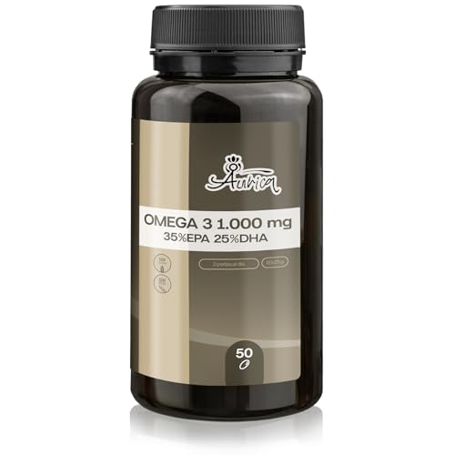 Aurica Omega 3 50 Cápsulas 1000 mg - Suplemento con Omega 3 EPA y DHA (700 mg EPA / 500 mg DHA)