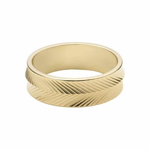 Fossil Damen-Edelstahlband Ringe, 8, Ernte-Gold