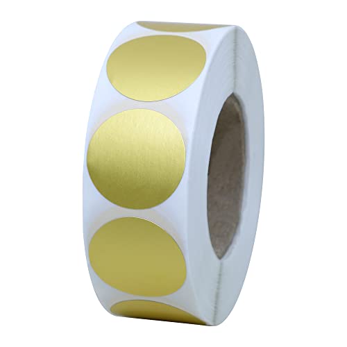 Hybsk Gold Color Coding Dot Labels Envelope Seals 1 inch Round Stickers 1,000 Per Roll (Gold Foil)