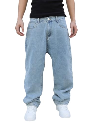 Men's Denim Pants Loose Casual Solid Color Streetwear Wide Leg Denim Pants Y2k