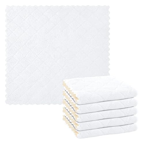 Amooorous Paños de cocina y paños de cocina lisos de color blanco único, toallas de cocina de rizo de algodón para cocina, toallas de mano brillantes y suaves (palabra larga), 11 x 11 pulgadas, 6