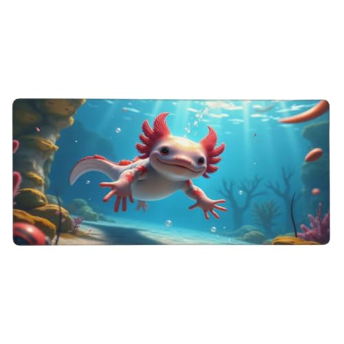 Grand tapis de souris de jeu rose caoutchouc imprimé Axolotl