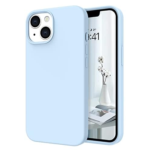 Telaso Compatible with iPhone 13 Case, Liquid Silicone Soft Gel Rubber iPhone 13 Phone Case Slim Fit Cover with Microfiber Lining Shockproof Protective Phone Cases for iPhone 13 6.1 inch, Baby Blue