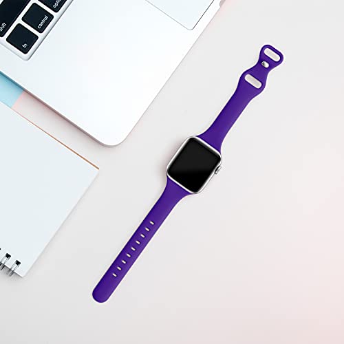 Image of Thin Slim Band Compatible with Apple Watch 38mm 40mm 41mm 42mm 44mm 45mm 46mm 49mm, Replacement Silicone Sport Strap for iWatch Series 11 /10 /9 /8 /7 /6 /5 /4 /3 /2 /1 Ultra SE Women Men, Purple