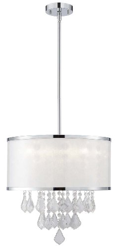 Canarm ICH435A04CH9 Reese 4-Light Chandelier, 15.75" x 15.75" x 66.75", Chrome with Frosted Sparkle and Clear Crystals