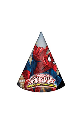 Ciao Procos 85166  Papier-Hüte Ultimate Spider Man Web Warriors, 6 Stück, rot/blau/hellblau