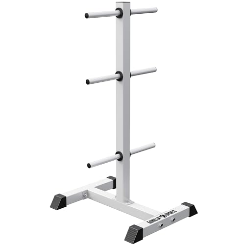 GORILLA SPORTS Hantelscheibenständer - 6 Scheibenaufnahmen für Ø 30 mm Gewichtsscheiben bis 200 kg Belastbar Stahl Weiß/Schwarz - Hantelständer Scheibenständer Hantelablage Hantelbaum Gewicht