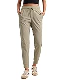 CRZ YOGA All Day Comfy Joggers for Women Golf Work Casual Hiking Travel Pants with Pockets Khali Barley Large