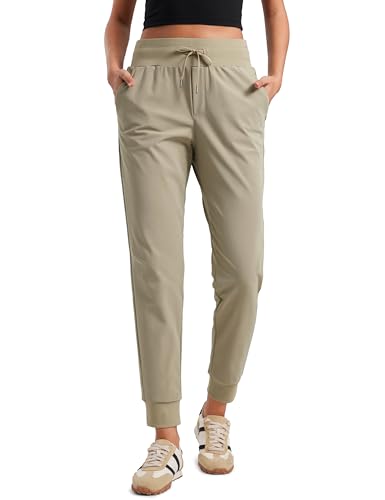 CRZ YOGA All Day Comfy Joggers for Women Golf Work Casual Hiking Travel Pants with Pockets Khali Barley Large