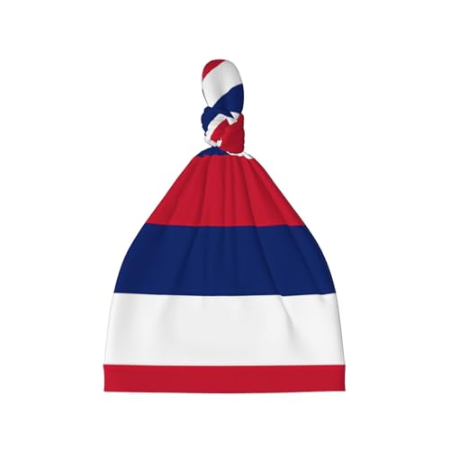 Newborn Baby Hat, Hawaii Flag Print Soft Top Knot Beanie Cap, Cute Baby Headwear for 0-6 Months Black