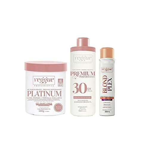 Kit Pó descolorante Azul Premium, Água Oxigenada 30 Volumes e Blond Plex, Veggue Profissional
