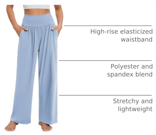 Image of Gracyoga Wide Leg Yoga Pants for Women Casual Loose Cozy Sweatpants High Waisted Lounge Pajama Flowy Pants With Pockets