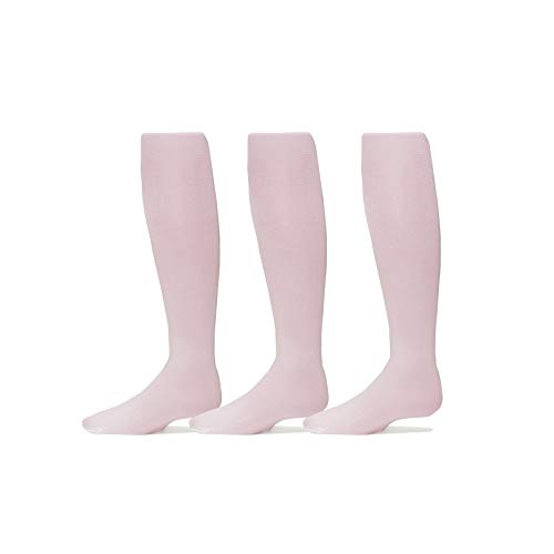 Trimfit Girls Microfiber Tights, Stretchy Footed Kids Dance Leggings, 3 Pack, Pink, 8-10