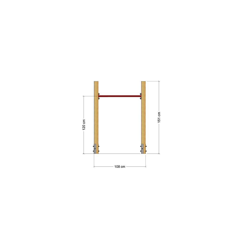 Wickey Einzel-Reck FIT Tumble 201 - Spielplatz Turngerät - Kinder Reckstange - Spielgerät aus Holz - 108x9x151 cm