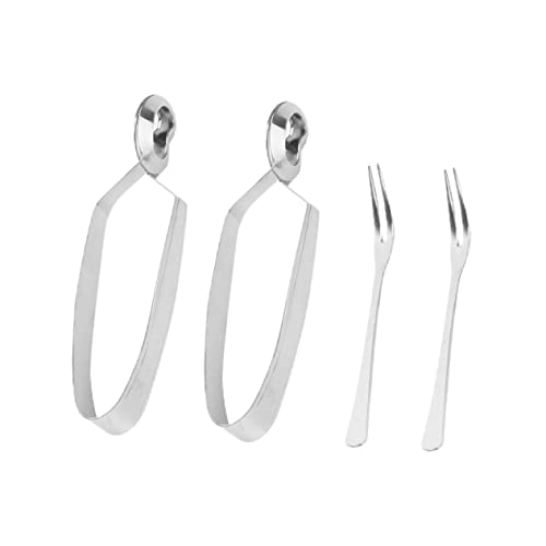 BESTYASH 4piezas Cubiertos Pinzas Para Caracoles Pinza Multifuncional Para Caracoles y Tenedor De Acero Inoxidable Para Práctico Para