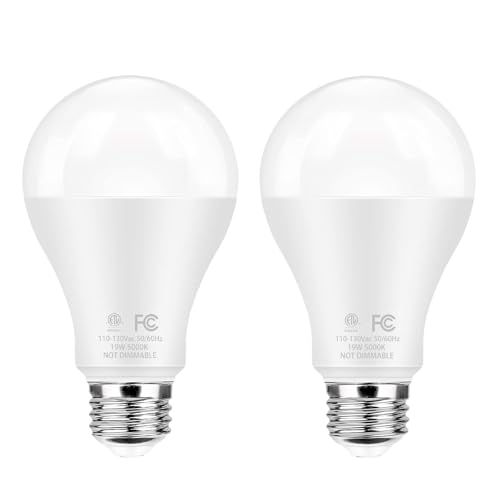 QQLXST Super Bright LED Light Bulbs, 150 Watt Equivalent, 5000K Daylight White, 2600 High Lumen, E26 Base, Non-Dimmable, A21 19W Energy Efficient Bright White LED Bulbs for Home Office Porch, 2-Pack