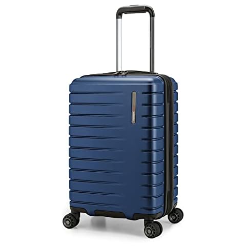 Traveler's Choice Archer Polycarbonate Hardside Spinner Luggage Set, Blue, Carry-On 21-Inch, Tie Down Straps Cover