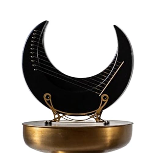 otoye 15弦リラハープ、子供と大人のためのCトーンムーンリラハープ、スタンド付き木製楽器 実用なタイプ (ブラック-スタンド付き)