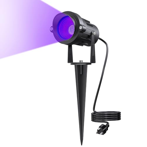 Onforu 18W Black Light Spotlight Outdoor IP65 Waterproof Blacklight Spot Lights 385-400nm Wavelength Plug-in Halloween Black Lights for Glow Party Body Paint Stage Lighting Neon Decor (1 Pack)