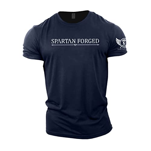 GYMTIER Spartan Forged - Gym T-Shirt for Men Bodybuilding Weighlifting Strongman Training Top Active Wear Spartan Forged
