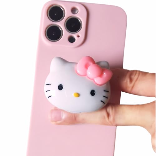 Kawaii Kitty Expanding Phone Grip Cute Collapsible Phone Mount Holder Stand for Girls Women Finger Snap Pop Grip Compatible with iPhone 11 12 13 14 pro max iPad Tablet Kindle and Android Cell Phone