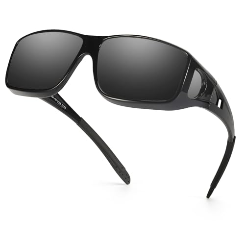 TJUTR Polarisierte Überbrille Sonnenbrille für Herrn Damen Wrap Around Anti Blendung Fit über Korrektionsbrille mit UV400 Schutz