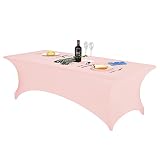 Picture of FORLIFE Spandex Table Covers，Fitted Tablecloth for Rectangular Tables, Stretch Patio Table Covers, Universal Spandex Table Cover for Wedding, Banquet, Party (8ft, Blush Pink)
