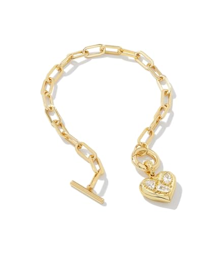 Kendra Scott Women's Penny Heart Chain Bracelet Gold White CZ One Size2